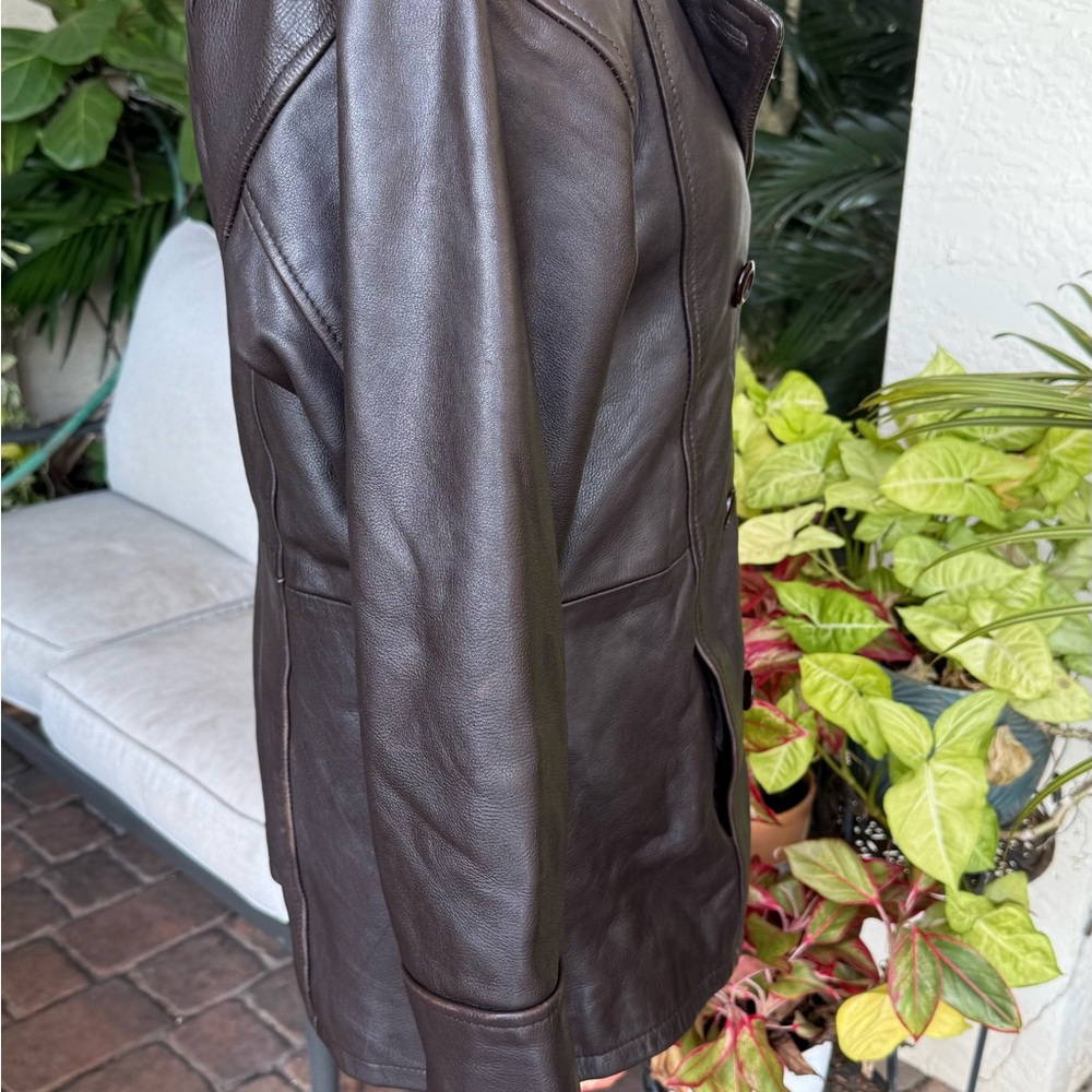 Vintage American Born Coat Women Small Brown Leather Jacket Lined Retro Y2K - Picture 6 of 16